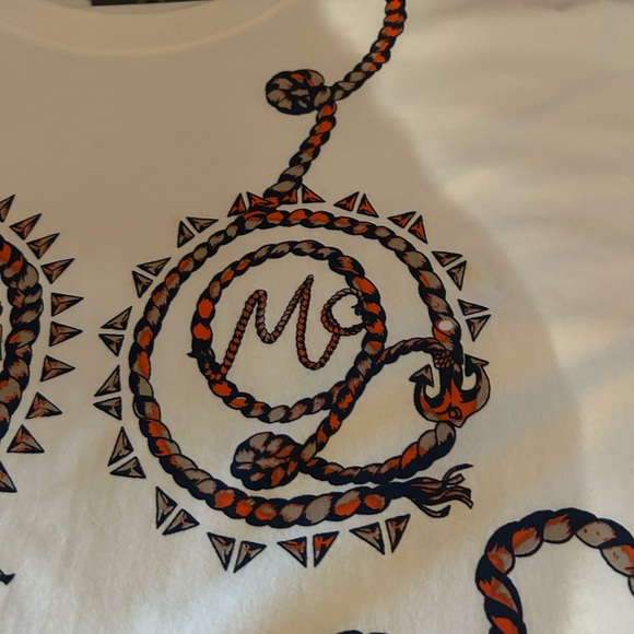 Alexander McQueen White Tee with Orange and Black Design - Picture 2 of 4